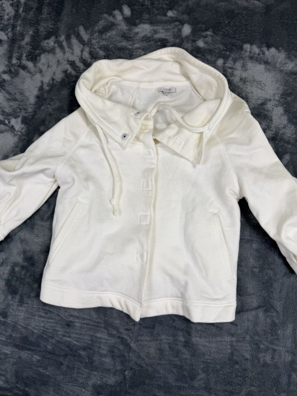 Cache Womens White Snap Front Drawstring Hooded Jacket S